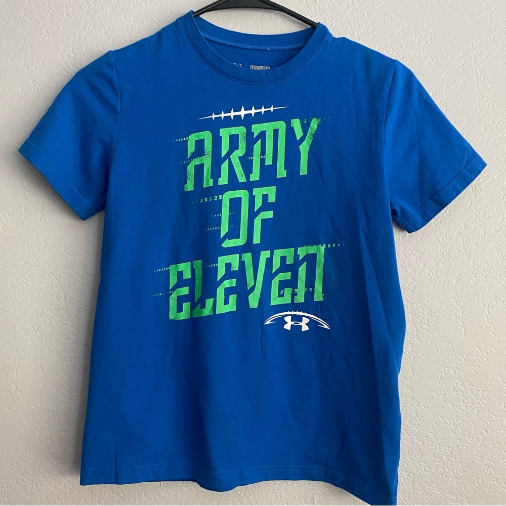 Under Armour Boys Blue Football Heatgear T-shirt, Size Youth Medium